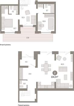 2-к квартира, вторичка, 133м2, 1/10 этаж