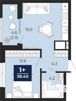 1-к квартира, вторичка, 38м2, 3/25 этаж