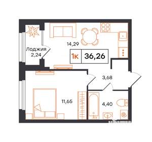 1-к квартира, вторичка, 36м2, 2/24 этаж