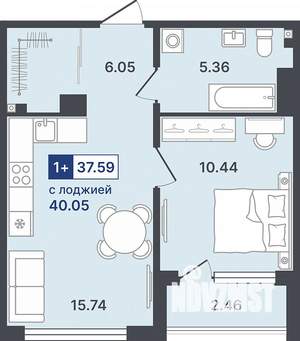1-к квартира, строящийся дом, 38м2, 5/8 этаж