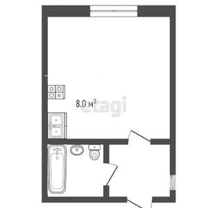 1-к квартира, вторичка, 19м2, 7/9 этаж