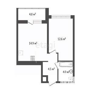 1-к квартира, вторичка, 40м2, 13/16 этаж