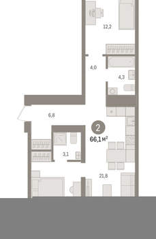 2-к квартира, вторичка, 66м2, 7/10 этаж