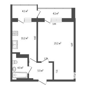 1-к квартира, вторичка, 44м2, 16/17 этаж