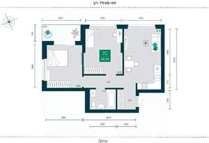 2-к квартира, вторичка, 58м2, 8/8 этаж