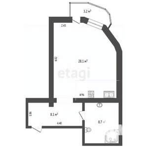 Студия квартира, вторичка, 45м2, 7/10 этаж