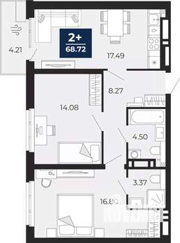 2-к квартира, вторичка, 69м2, 7/20 этаж