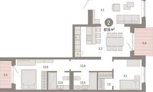 2-к квартира, вторичка, 69м2, 8/11 этаж