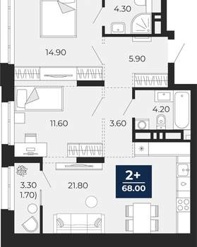 2-к квартира, вторичка, 66м2, 4/24 этаж