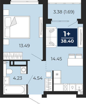 1-к квартира, вторичка, 38м2, 17/22 этаж