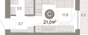 Студия квартира, вторичка, 21м2, 5/17 этаж