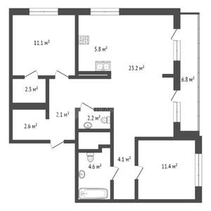 2-к квартира, вторичка, 81м2, 8/16 этаж