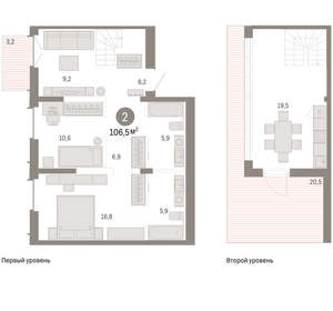 2-к квартира, вторичка, 106м2, 7/16 этаж