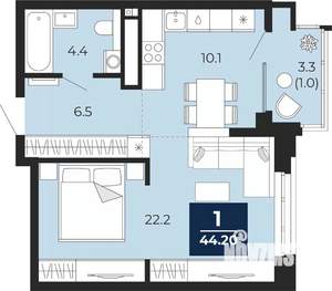 1-к квартира, сданный дом, 47м2, 5/14 этаж