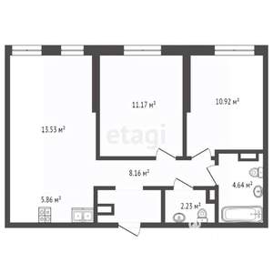 2-к квартира, вторичка, 49м2, 23/25 этаж