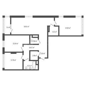 3-к квартира, вторичка, 92м2, 10/17 этаж