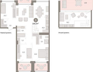 3-к квартира, вторичка, 144м2, 4/8 этаж