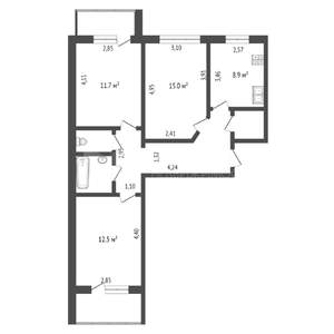 3-к квартира, вторичка, 68м2, 4/5 этаж