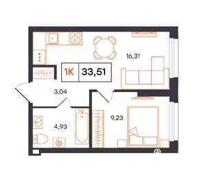 1-к квартира, вторичка, 34м2, 1/24 этаж