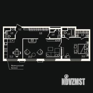 2-к квартира, вторичка, 79м2, 7/7 этаж