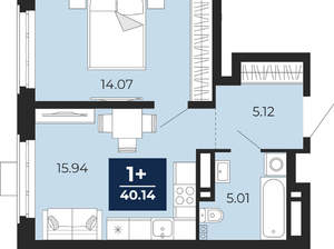 1-к квартира, вторичка, 40м2, 11/24 этаж