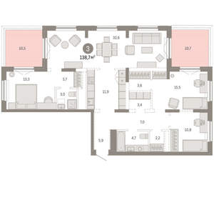 3-к квартира, вторичка, 139м2, 17/17 этаж