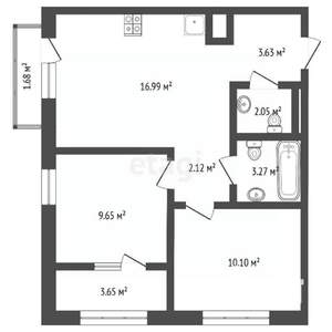 2-к квартира, вторичка, 51м2, 12/24 этаж