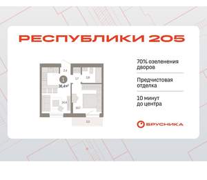 1-к квартира, вторичка, 36м2, 4/17 этаж