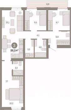 3-к квартира, вторичка, 88м2, 4/8 этаж