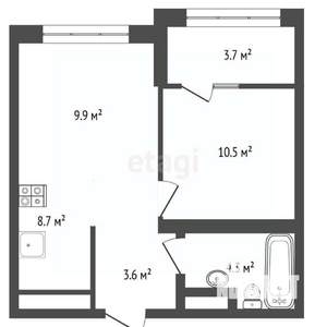 1-к квартира, вторичка, 41м2, 12/14 этаж