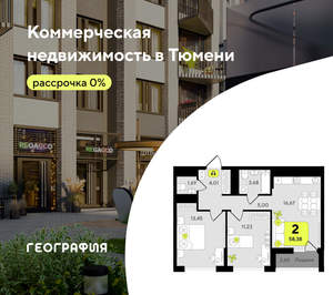 2-к квартира, вторичка, 58м2, 3/19 этаж