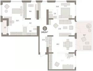 3-к квартира, вторичка, 150м2, 2/7 этаж