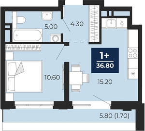 1-к квартира, вторичка, 41м2, 17/24 этаж