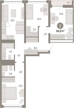 3-к квартира, вторичка, 85м2, 3/9 этаж