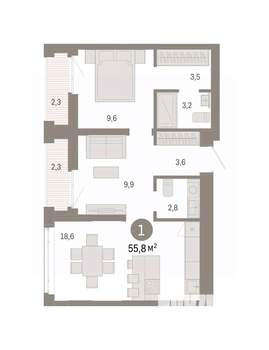 1-к квартира, вторичка, 56м2, 15/25 этаж