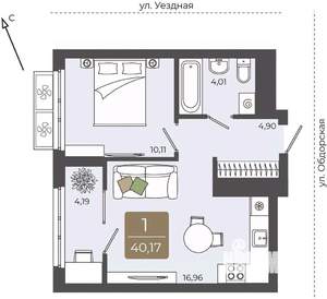 1-к квартира, вторичка, 40м2, 5/15 этаж