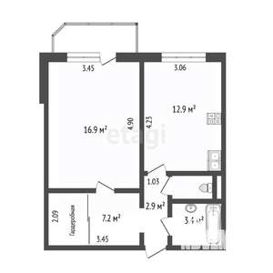 1-к квартира, вторичка, 45м2, 5/10 этаж