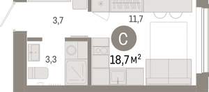 Студия квартира, вторичка, 19м2, 5/17 этаж