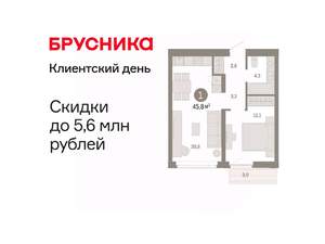 1-к квартира, вторичка, 46м2, 4/8 этаж