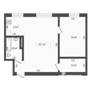 1-к квартира, вторичка, 43м2, 2/5 этаж