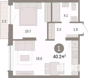1-к квартира, вторичка, 40м2, 4/7 этаж