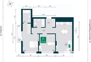 2-к квартира, вторичка, 66м2, 11/12 этаж