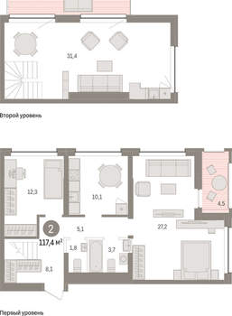 2-к квартира, вторичка, 117м2, 4/8 этаж