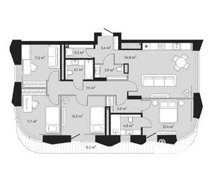 4-к квартира, вторичка, 112м2, 2/9 этаж
