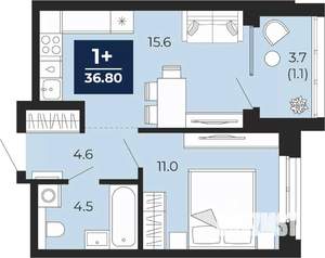 1-к квартира, вторичка, 37м2, 3/16 этаж