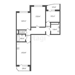 3-к квартира, вторичка, 83м2, 2/15 этаж