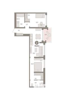 2-к квартира, вторичка, 71м2, 3/8 этаж