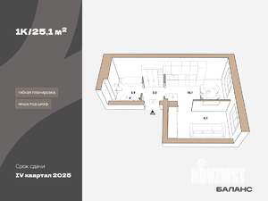 1-к квартира, вторичка, 25м2, 2/23 этаж