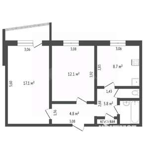 2-к квартира, вторичка, 49м2, 11/16 этаж