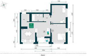2-к квартира, вторичка, 67м2, 4/7 этаж